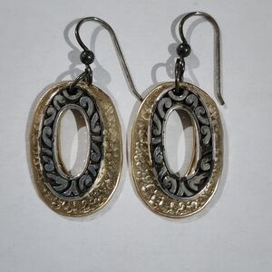 Elegant Gold and Silver Oval Earrings